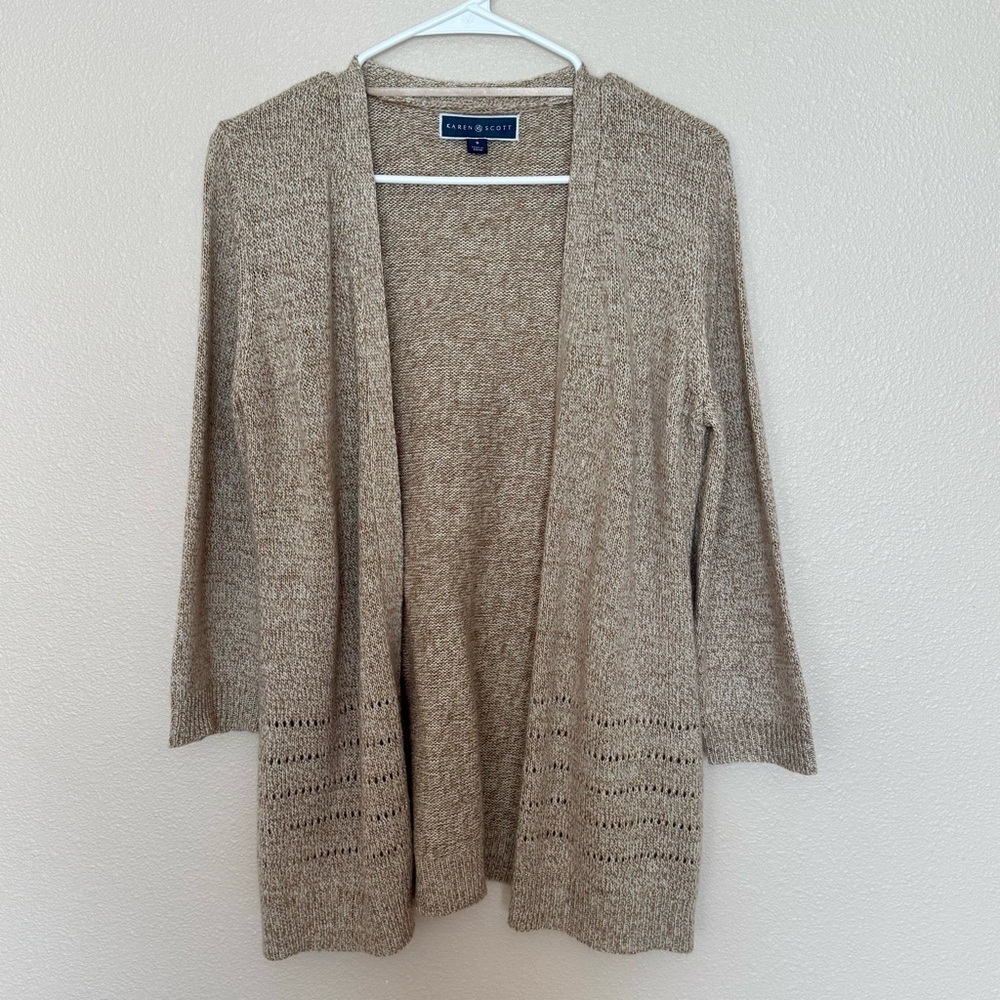 Karen Scott Women's Tan Cardigan Sweater